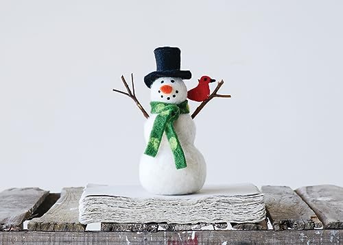 Creative-Co-Op-XM2008-7-Inch-Wool-Felt-Snowman-White-Multicolor Creative Co Op XM2008 7 Inch Wool Felt Snowman White Multicolor