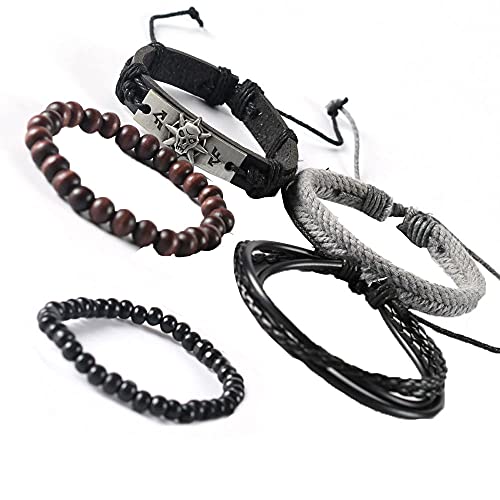 Geflochtenes Lederarmband, 5 Stück Verstellbares Geflochtenes Armband, Herren Geflochtenes Lederarmband, für Herren Geflochtene Lederarmbänder, Geschenke, Männer Gemischte Farbe Cover