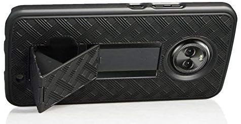 Miniatura 3 de Funda compatible con Motorola Moto Z4, Motorola Moto Z4 Play Clip para cinturón cubierta cubierta cubierta de soporte Criss Cross Negro Nuevo diseño