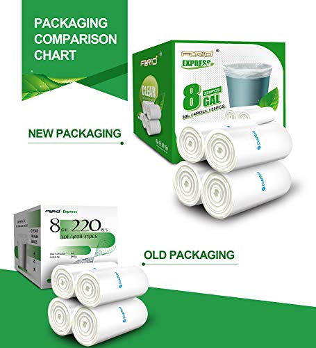 Clear Medium Garbage Bags 8 Gallon Trash Bags Forid Wastebasket Bin Liners 220 Count Plastic Trash Bags For Bathroom Bedroom Office Trash Can 30 Liter #TOP6