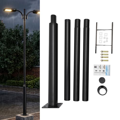 PBTERDTF Straßenlaternenmast Solar Lichtmast für Außenbeleuchtung | Geteilter Straßenleuchte Lichtmast 100 kg Belastbarkeit mit Fundamentrahmen für Straßen, Höfe, Terrasse (4m)