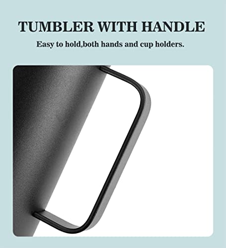 Merfefe 40 Oz Tumbler With Handle And Straw Lid.40 Oz Insulated Coffee Tumbler Cup With Handle And Lid And Straw.keeps Drinks Cold Hot.easy To Hold,Sweat Proof,Leak Proof,Dishwasher Safe. #TOP3