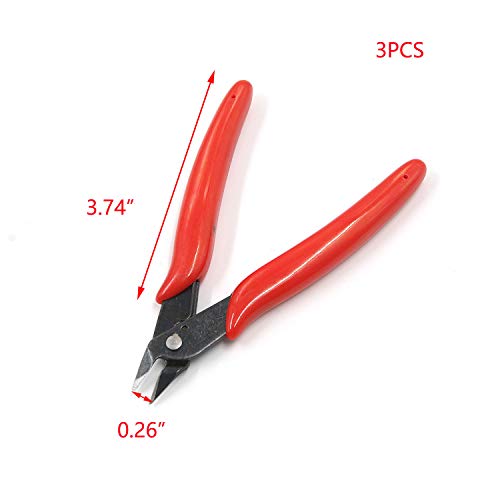 T Tulead Red Wire Cutters Carbon Steel Micro Cutter Flush Wire Electronic Tool Pliers Cutters Pack Of 3 #TOP1