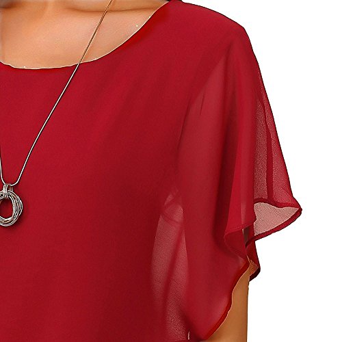Viishow Womens Solid Short Sleeve Boat Neck Dolman Top With Side Shirring Red Xl #TOP3