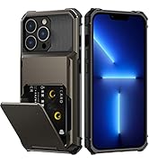 Nvollnoe for iPhone 13 Pro Case with Card Holder[Store 5 Cards] Dual Layer Heavy Duty Shockproof ...