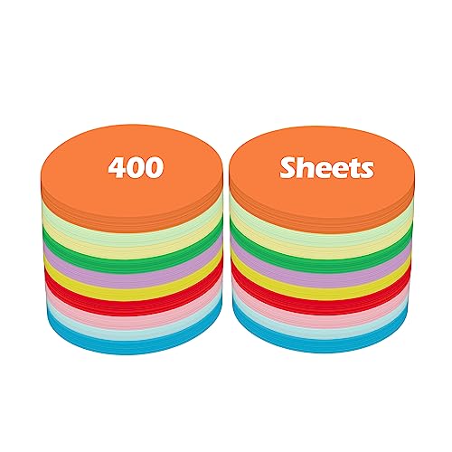 Ezyaid Círculos de papel de construção com 10 cores sortidas, papel de construção pesado 2,54 cm for
