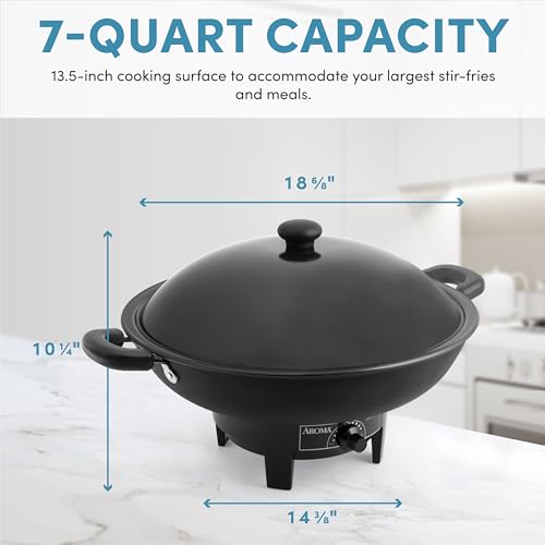 Image of AROMA 7Qt. Electric Wok, Easy Clean Nonstick, Dishwasher Safe