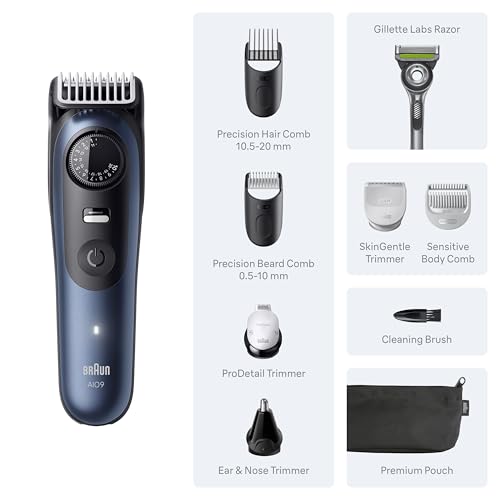 Braun Series 9 All-in-One Beard & Body Grooming Kit for Men, Cordless Trimmer, Hair Clippers & Shaver for Face, Hair & Body with Gillette Labs Razor, AIO 9530 - image 9