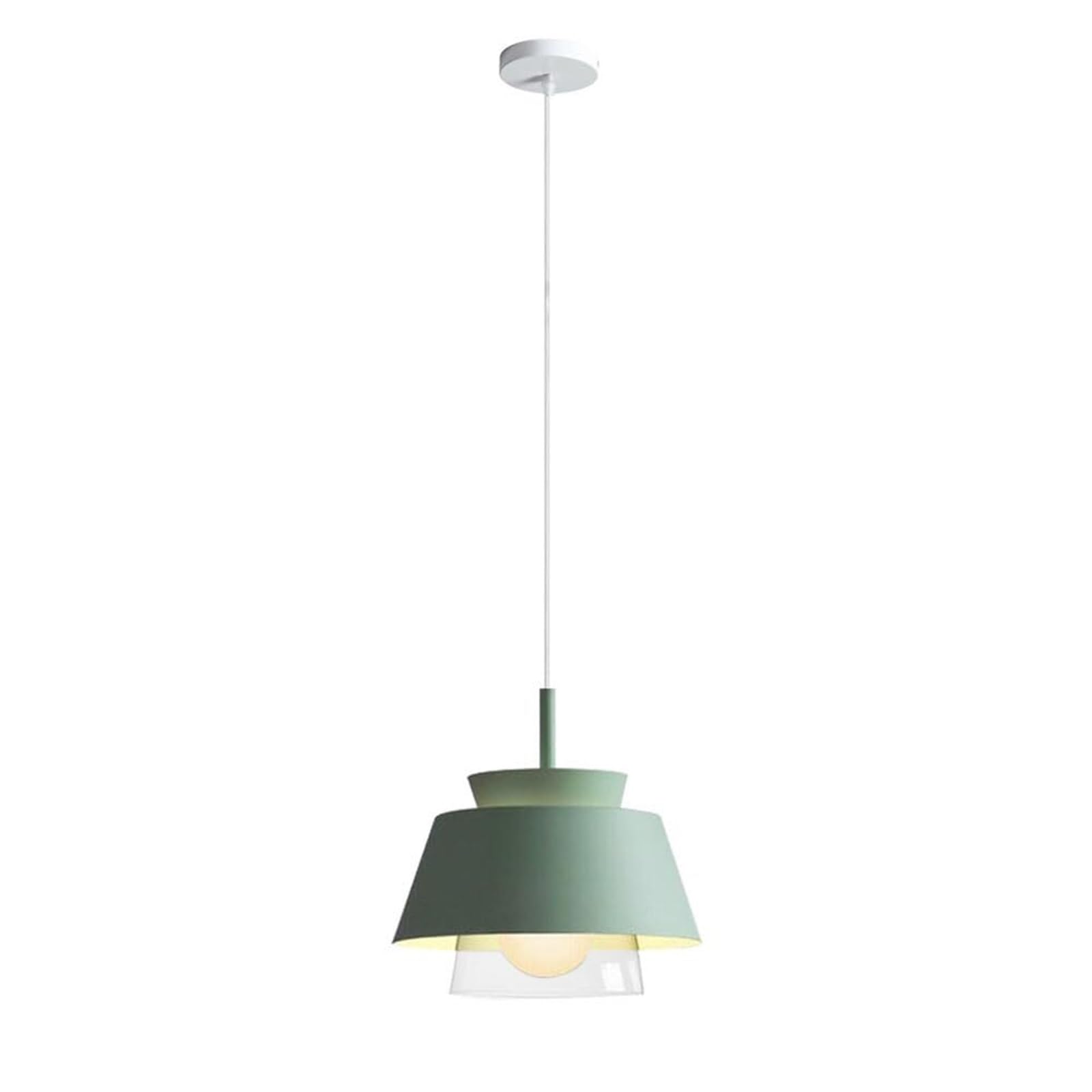 KHUKHU Creative Color Pendant Light Lampshade, American Style Metal Hanging Lamp, Personalized Ceiling Chandelier, Balcony Corridor Decoration Pendant Lamp, E26 Screw Light Fixtures(Green)