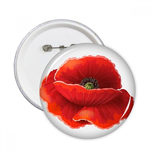 Badge rond Fleur Pavot Rouge Peinture pour customisation vêtements (Lot de 5, Taille M)