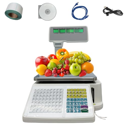 Báscula digital comercial con impresora térmica 33LB/15KG miniatura 1