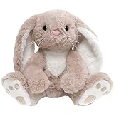 Bearington Boomer Taupe and White Plush Stuffed Animal Bunny Rabbit, Adorable, Soft and Cuddly, Great Gift for Kids of All Ages, Birthdays, Holidays and Special Occasions, 10.5 inches