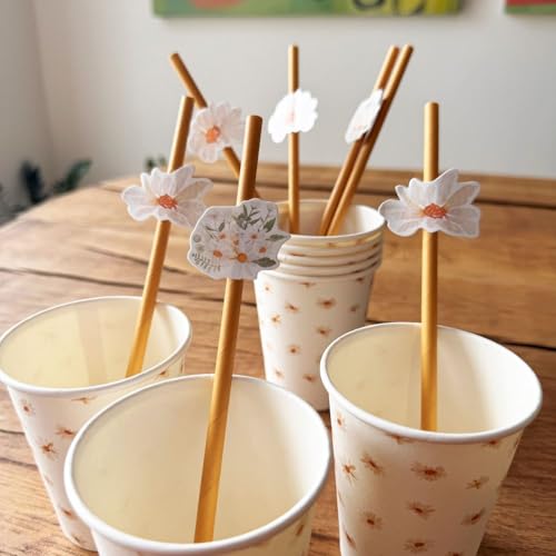 12 Pitillos de Papel con Diseño Floral Margarita miniatura 1