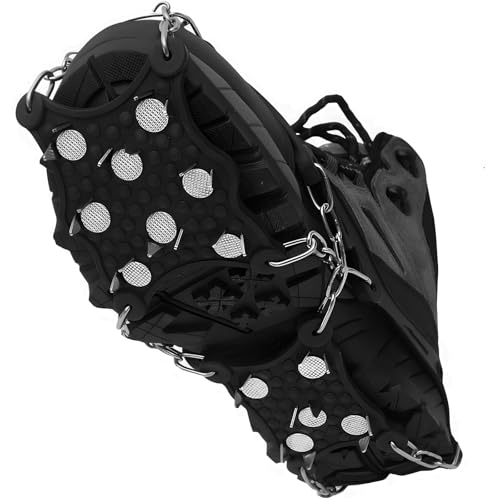 HOSLAFON Crampones, Clavos Antideslizantes para Zapatos Crampones Tacos para Hielo Ligeros y Tacos de Agarre para Nieve Tracción para Caminar en Invierno