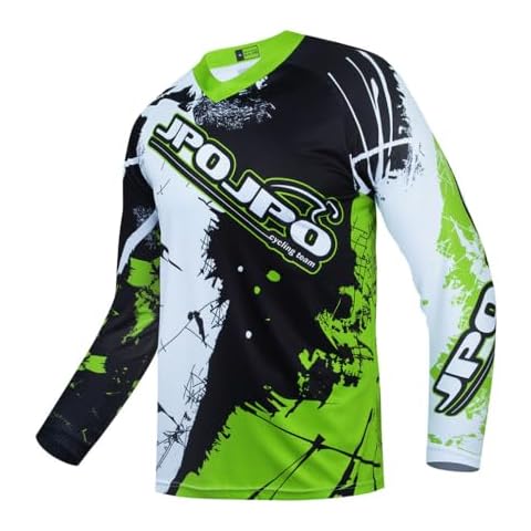 Mountain Bike Jersey for Men, Long Sleeve Dirt Bicycle Shirt for Motorcycle Motocross BMX Moto Mx ATV Riding Off Road Downhill Racing Powersports,Black Green M Cover