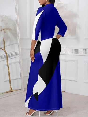 Image of PinkPatty Women's Casual 3 /4 Sleeve Polo V Neck Bodycon Maxi Dress