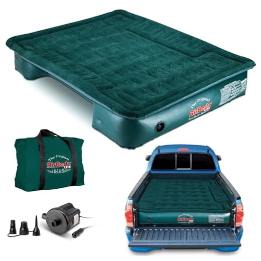 Pittman Outdoors AirBedz Lite PPI PV202C Full Size, Short 6'-6.5' Truck Bed Air Mattress with DC Corded Pump (76"x63"x12" Inflated),Green,Full Size Beds