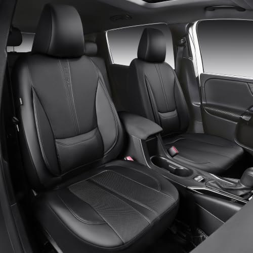 CAR PASS Nappa Leather Seat Covers for Toyota RAV4 Camry Corolla, Black