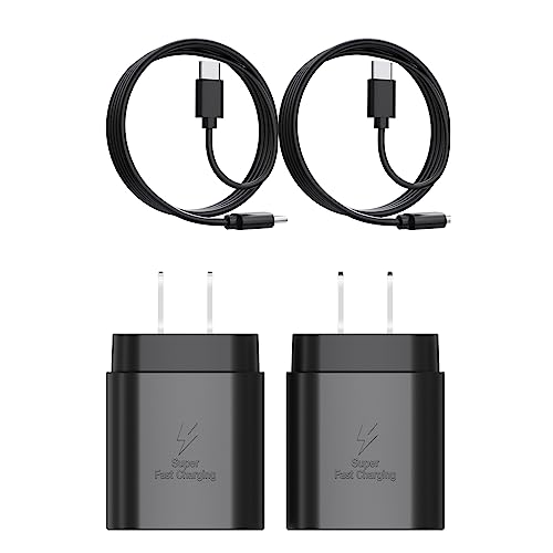 Type C Charger, 2-Pack 25W Type C Fast Charging Block with USB C Charger Cable Compatible with Galaxy S23 Ultra/S23+/S22/S21/S20/Phone 16/16 Plus/16 Pro Max/15/15 Pro Max/15 Plus