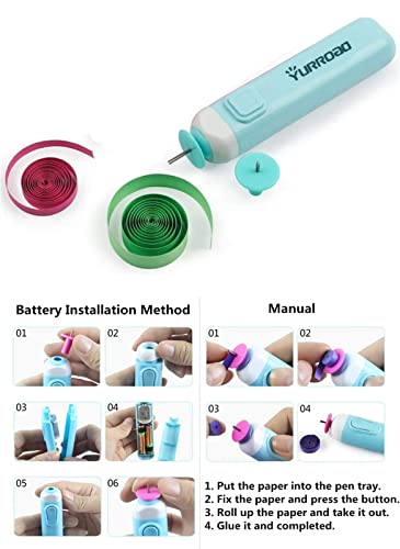 Yurroad PQ-D52 Quilling Kit With 1860 Paper Strips 39Cm/54Cm And Quilling Tools Like Quilling Pen Slotted Tool Paper Rolling Electric Pen Template Board Quilling Diy Tool Grid Guide Paper Design Drawings Scissors thumb #4