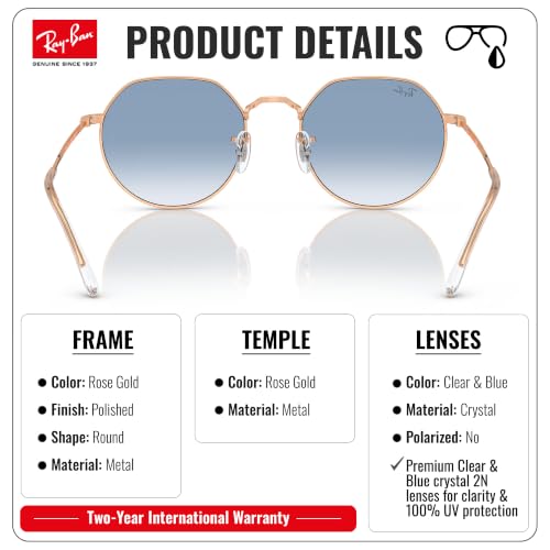 Image of Ray-Ban RB3565 JACK Square-Round Shaped Sunglasses for Men & Women with Official RAYBAN Eyewear Kit