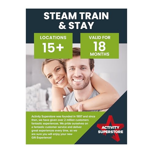 Activity Superstore Steam Train & Stay, UK Locations, Experience Days, Train Gifts, Couples Gifts, Retirement Gifts