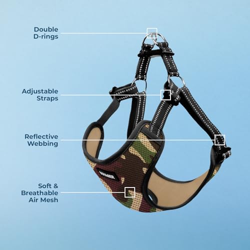 Image of Best Pet Supplies Voyager Adjustable Step-in Flex Breathable Mesh Dog Harness for Small Medium Large Dogs (Army /Black Trim), L