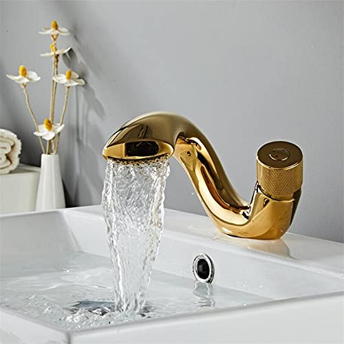 Robinet de lavabo doré brossé mitigeur haut de gamme luxe