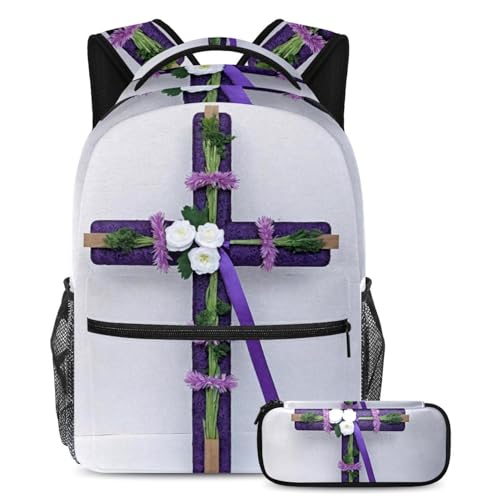Sac à dos croix violette de Pâques, cadeau pour élève