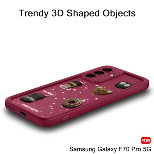 Image of TheGiftKart Back Cover Case for Samsung Galaxy F70 Pro 5G | Cute Fun Cartoon 3D Bear Coffee Case | Full Camera Protection | Shockproof Back Cover Case for Samsung Galaxy F70 Pro 5G (Silicone, Maroon)