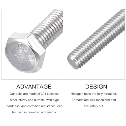 Image of METALLIXITY Hex Bolts (M6-1x30mm) 30Pcs, 304 Stainless Steel Coarse Fully Threaded Hex Head Screw Bolt Machine Screws - for Furniture Repair, Silver