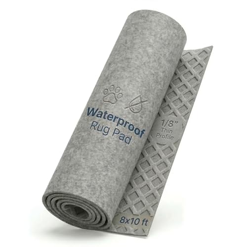Waterproof Rug Pad, 8x10 ft (1/8" Thin) - Protect Floors,