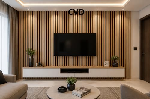 Image of CVD 3D Light Wooden & Black Wallpaper | Peel & Stick Self Adhesive Wallpaper | Waterproof & Removable | Home Decor for Bedroom, Living Room & TV Wall (70 x 70 cm, Approx. 5.8 Sq. Feet, 1 Piece)
