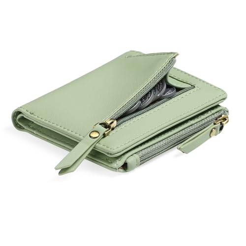 Image of GOIACII Small Women's Wallet Compact Bifold Credit Card Holder Mini Ladies Purse with 2 Zipper Coin Pockets