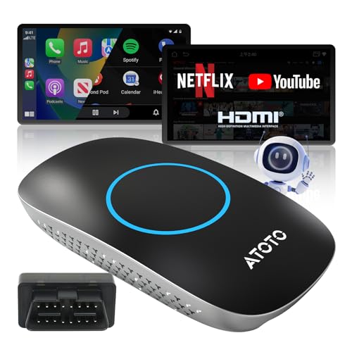 ATOTOMOVE CXCarPlay Ai Box AI{bNX OBD2XLi[ځAԍڃrfIXg[~O CXvOvC CarPlayA_v^[ iPhone & Android AutoΉ ChatGPTځAYouTub