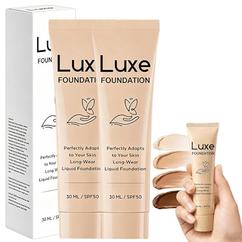 Luxe Cosmetics Colour Changing Foundation, Luxe Foundation Colour Changing Spf 50 for Mature Skin, Medium Coverage, Buildable Formula, Lightweight, Long-Lasting (2 Pcs)