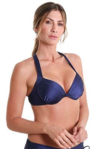 Top Biquíni Avulso Com bojo Franzido Push Up Marrakesh - Azul Marinho P