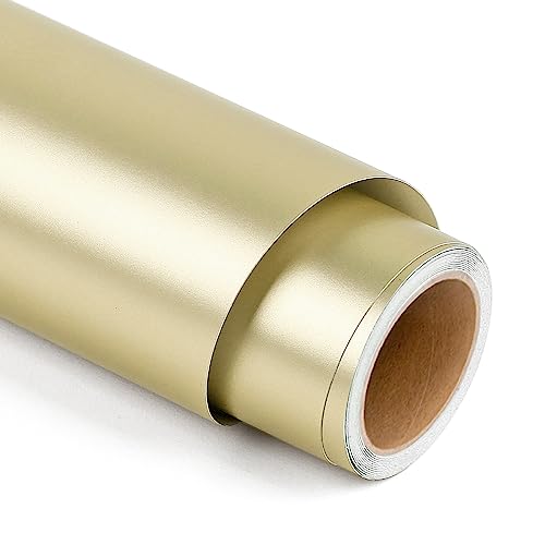 Matte Metallic Permanent Vinyl for Cricut 12 x 5FT Champagne Gold Self Adhesive Vinyl Roll for Cricut and Silhouette Cameo Gold Vinyl for Party Decoration Window Stickers Home Decor