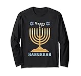 happy hanukkah tee for jewish menorah chanukah maglia a manica