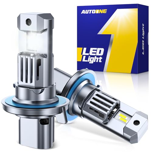 Image of AUTOONE H13 9008 LED Bulbs, 60000LM 1200% Ultra Bright, Real 1:1 Halogen Size 6500K Cool White, Plug and Play Easy Installation with Silent Cooling Fan, CANBUS Ready, Pack of 2