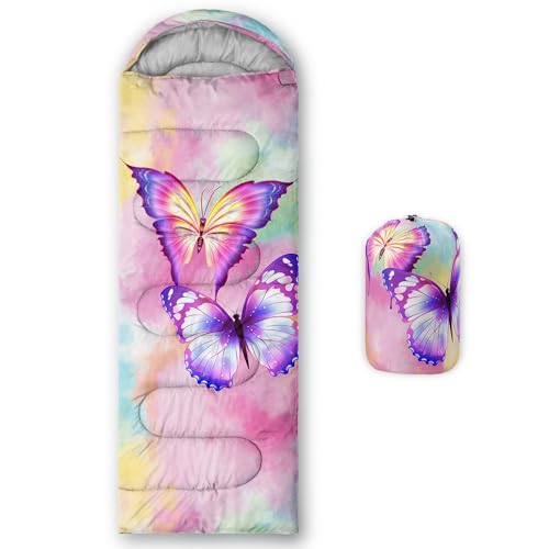 CVHOUSE Butterfly Bolsa de Dormir para Camping, 3 Estaciones, Ligera, Impermeable, para Adultos y Niños, 31x90 pulgadas miniatura 1
