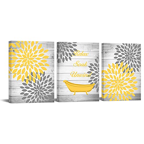 RyounoArt Yellow and Grey Bathroom Decor Yellow Bathtub Bathroom Accessories