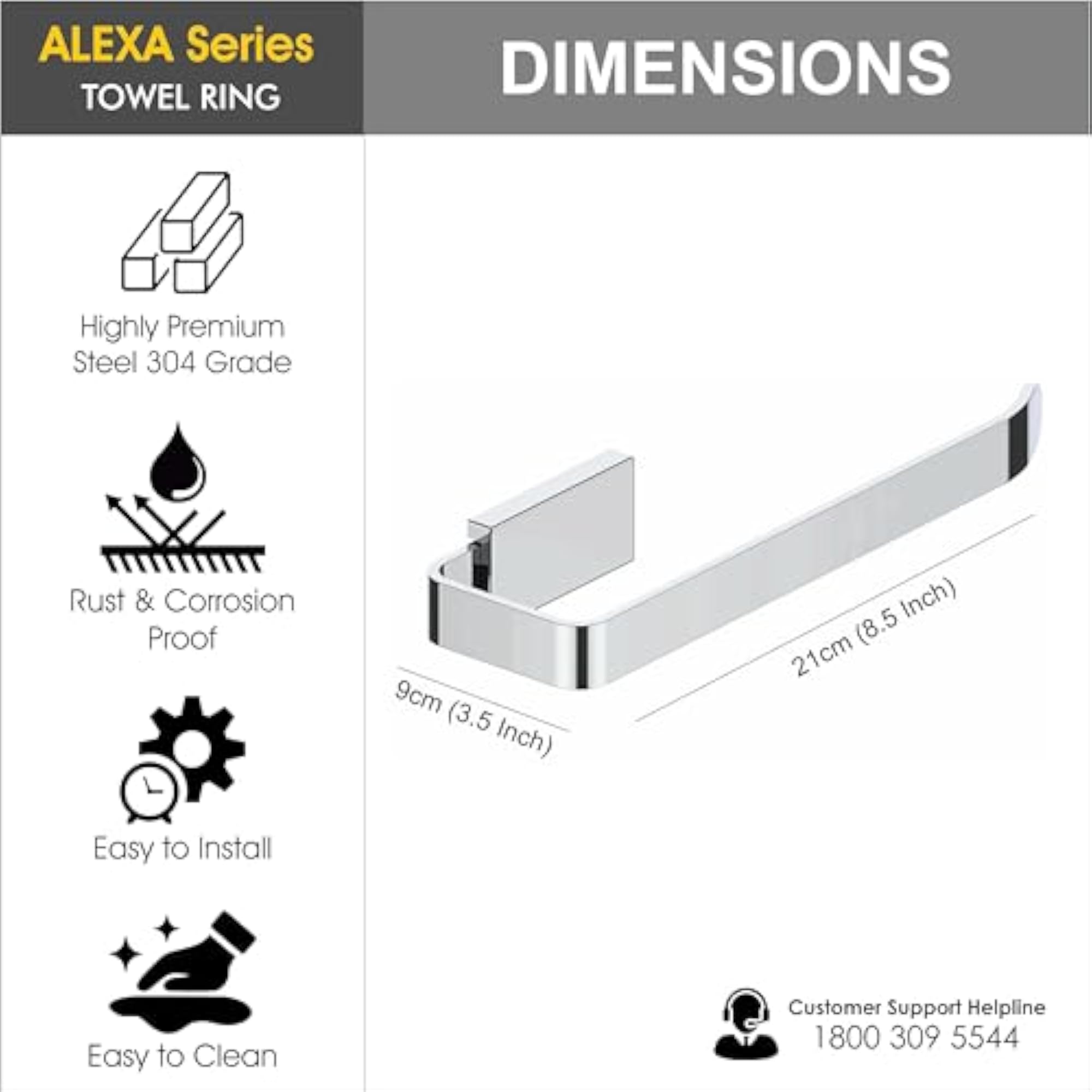 Stainless Steel Towel Ring for Bathroom Wall Mount
