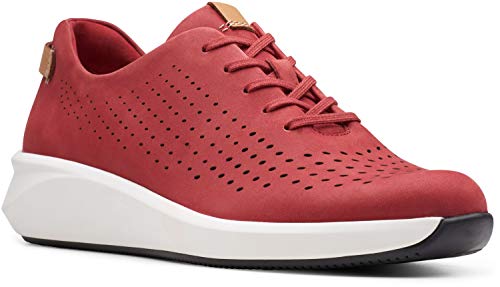 Clarks Un Rio Tie Sneaker, Red Nubuck, 7.5 W3