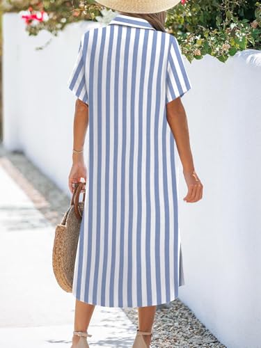Image of Zeagoo Women Dresses Summer Casual Short Sleeve Button Down Shirt Dresses 2026 Beach Cover Up with Pockets