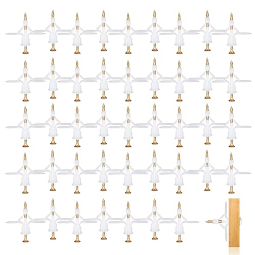 100 Stück Gipskartondübel, Hohlraumdübel mit Schrauben, Hohlwanddübel Rigips Dübel Rehgipsdübel Trockenbaudübel Rigips Schrauben für Einfache Montage in Gipskarton und Gipsfaserplatten