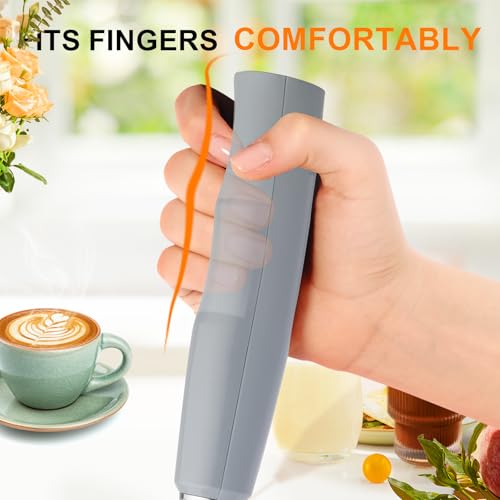 Image of YUSWKO Handheld Milk Frother for Coffee, Rechargeable Drink Mixer with 3 Heads 3 Speeds Electric Whisk Coffee Frother For Latte, Cappuccino, Hot Chocolate, Egg - Cement Gray