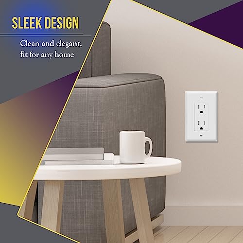 Image of ENERLITES Decorator Light Switch or Receptacle Outlet Wall Plate, Gloss Finish, Mid-Size 1-Gang 4.88 inch x 3.11 inch, Polycarbonate Thermoplastic, UL Listed, 8831M-W, White