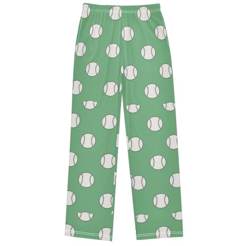 Boy's Pants Cute Baseball Jogger Pants Elastic Waist Long Bottoms Trousers with Pockets 6-14 Years