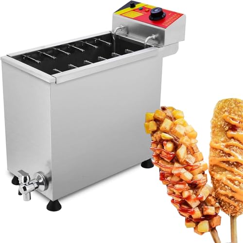 ZOLPINL Freidora de Salchichas de maíz de 24 L, freidora Comercial de Salchichas Coreanas con Queso y 12 Ganchos, Equipo de Catering, freidoras eléctricas para Salchichas de maíz, 220 V